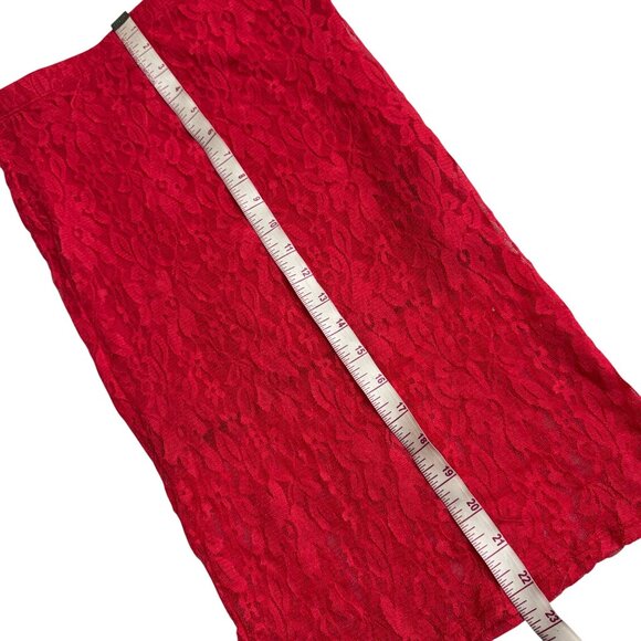 Red Lace Midi Skirt By Violet Moon size small red elastic waist women - Picture 2 of 9